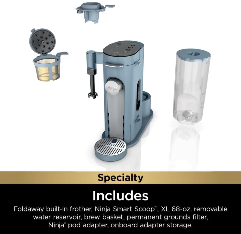 Ninja Pod & Grounds Specialty XL Single-Serve Coffee Maker, K-Cup Pod Compatible -Denim Blue (PB055ABL)