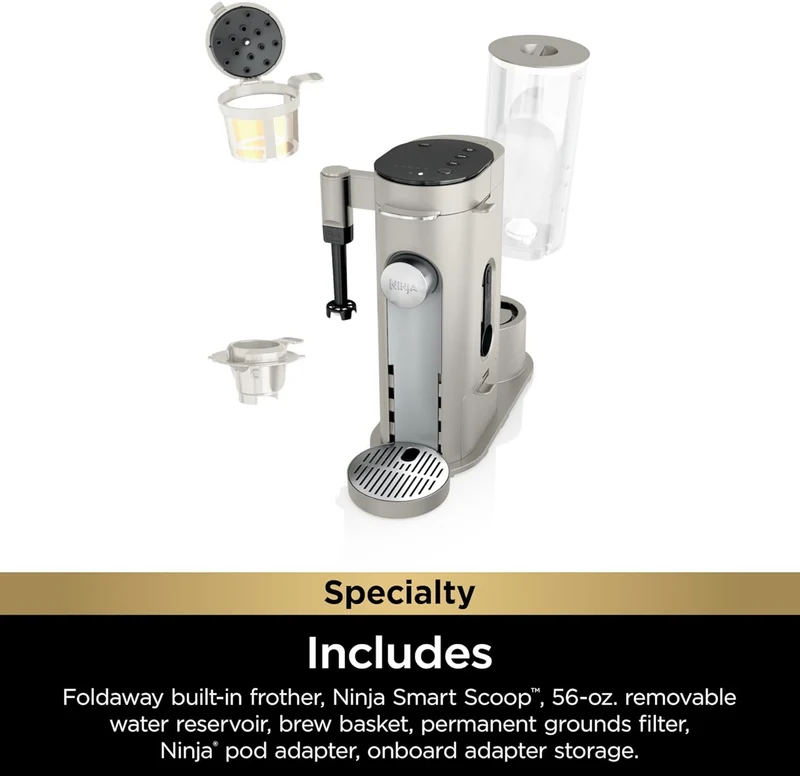 Ninja Pod & Grounds Specialty Single-Serve Coffee Maker, K-Cup Pod Compatible - Stone (PB051ST)