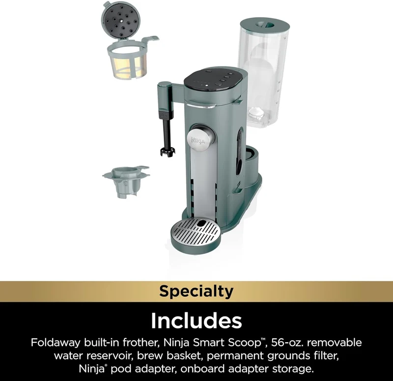 Ninja Pods & Grounds Specialty Single-Serve Coffee Maker, K-Cup Pod Compatible- Sage Green (PB051SG)