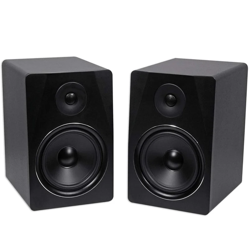 Rockville Pair APM8B 8" 500w Studio Monitors+Stands+Pads+ Headphones+Mic and Shield