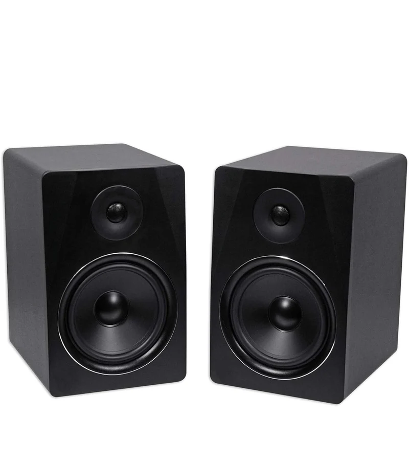 Rockville 2 APM8B 8" 500W Powered Studio Monitors+Stands+Pads and Headphones