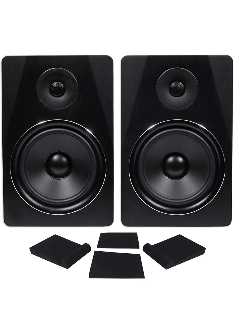 Rockville Pair APM8B 8" 2-Way 500 Watt Powered USB Studio Monitor Speakers+Pads