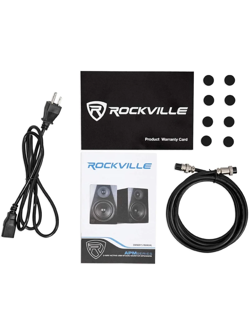 Rockville (2) APM8B 8" Powered Studio Monitors+Active 10" Subwoofer+Foam Pads