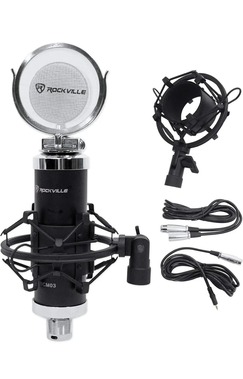 Rockville 2 APM6W 6.5" 350w Studio Monitors+36" Stands+Pads+Headphones+Mic