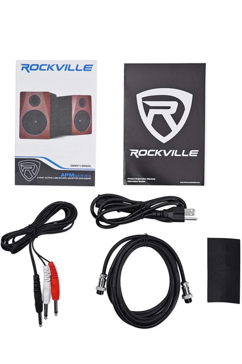 Rockville Pair APM6W 6.5" 350W Studio Monitors+36" Stands+Pads+Headphones