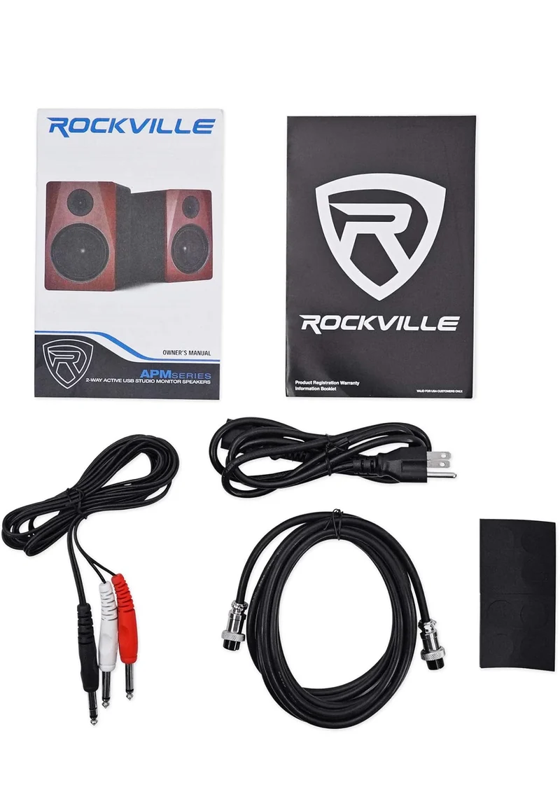 Rockville (2) APM6W 6.5" 350w Studio Monitors+Stands+Pads+Headphones+Mic+Shield