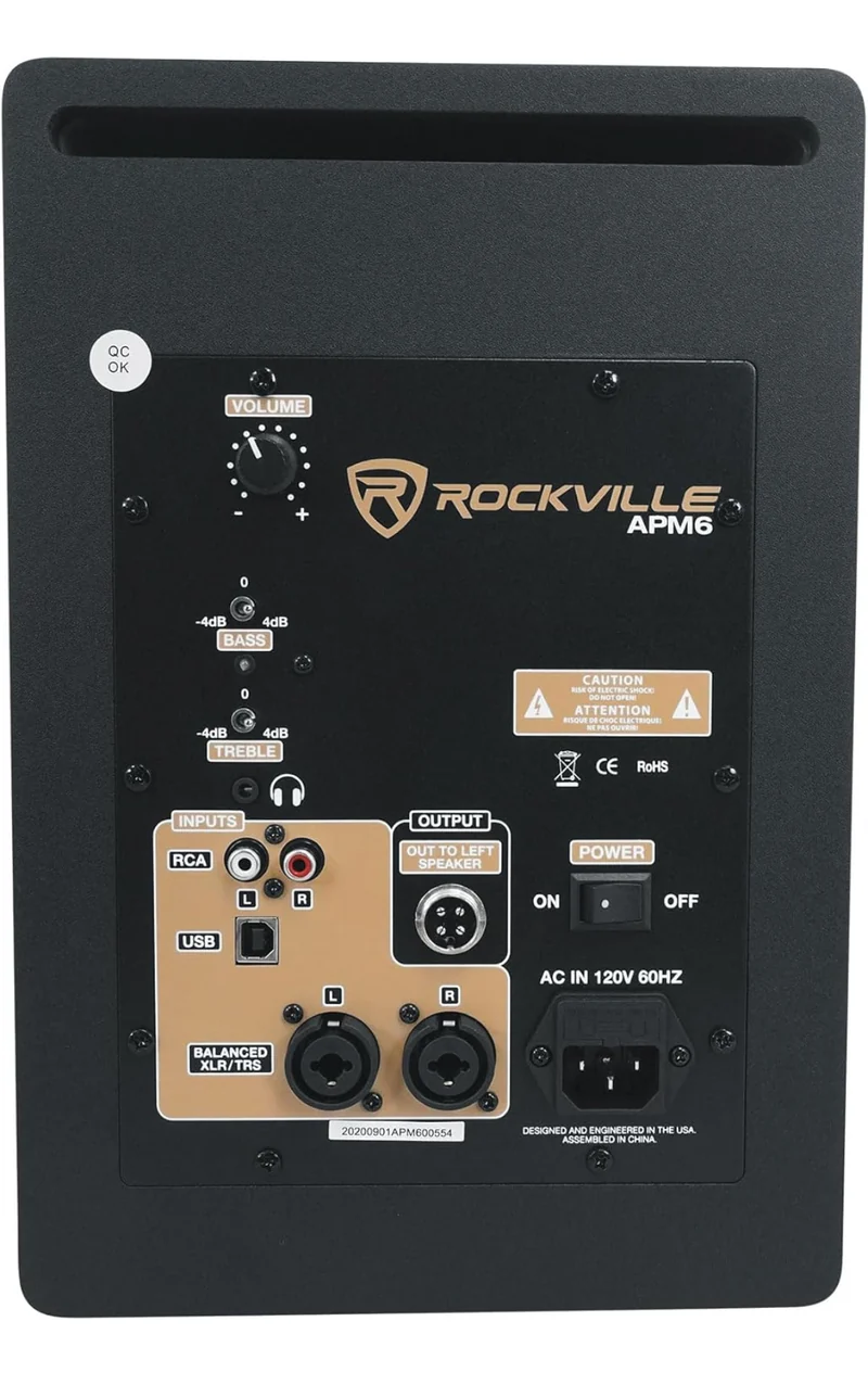 Rockville 2 APM6W 6.5" 350W Powered Studio Monitors+Stands+Pads+Headphones