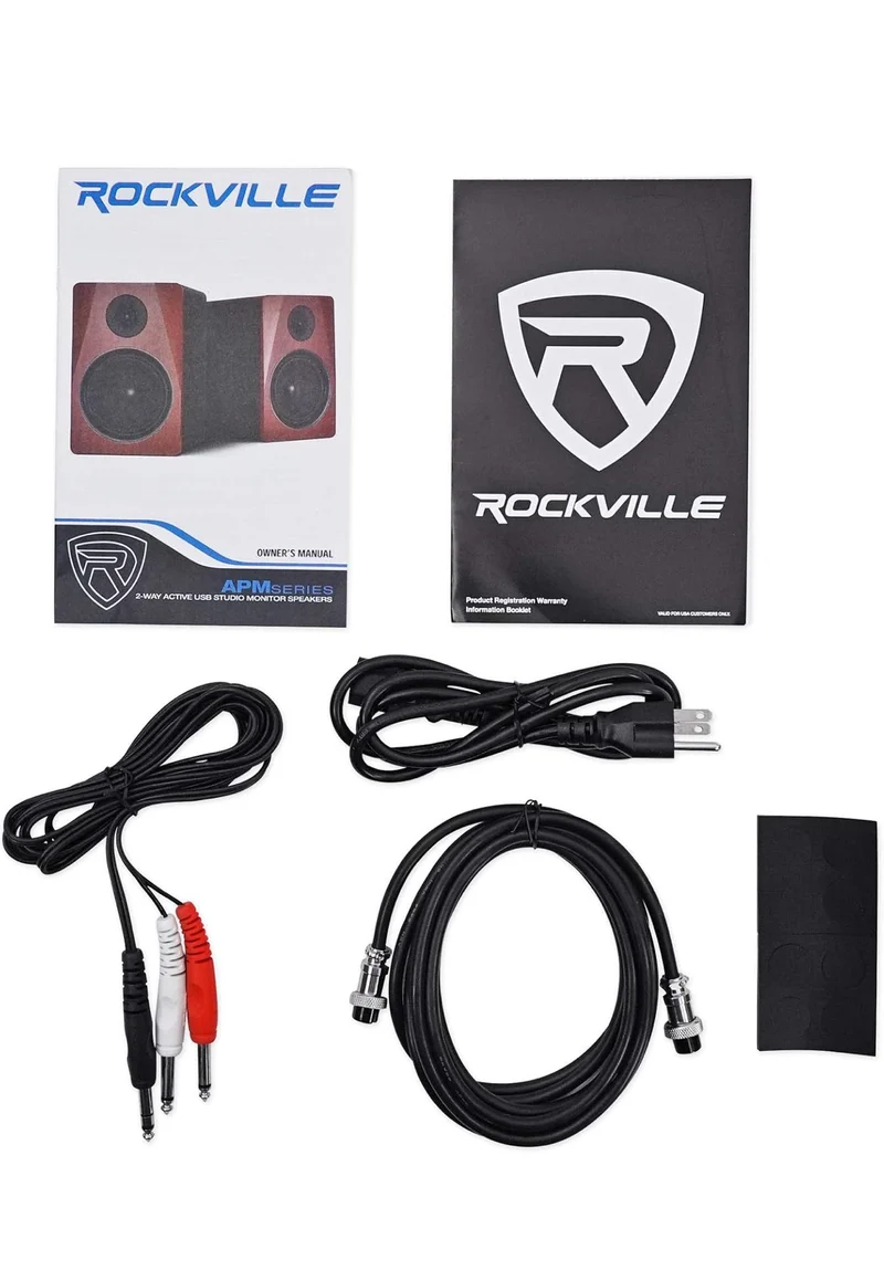 Rockville 2 APM6W 6.5" 350W Powered Studio Monitors+Stands+Pads+Headphones
