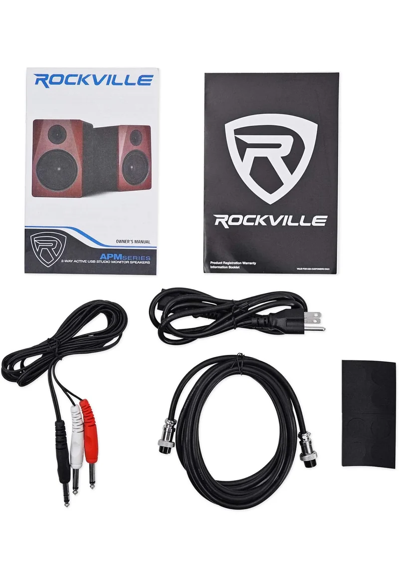 Rockville 2 APM6W 6.5" 2-Way 350 Watt Powered USB Studio Monitors+Stands+Pads