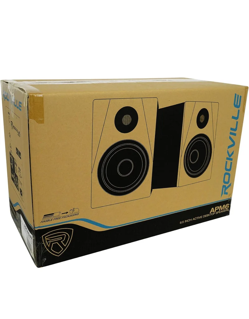 Rockville 2 APM6W 6.5" 2-Way 350 Watt Powered USB Studio Monitors+Stands+Pads