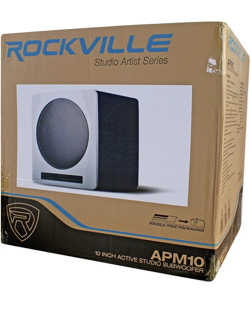 Rockville 2 APM6W 6.5" Powered Studio Monitors+Active 10" Subwoofer+Stands+Pads