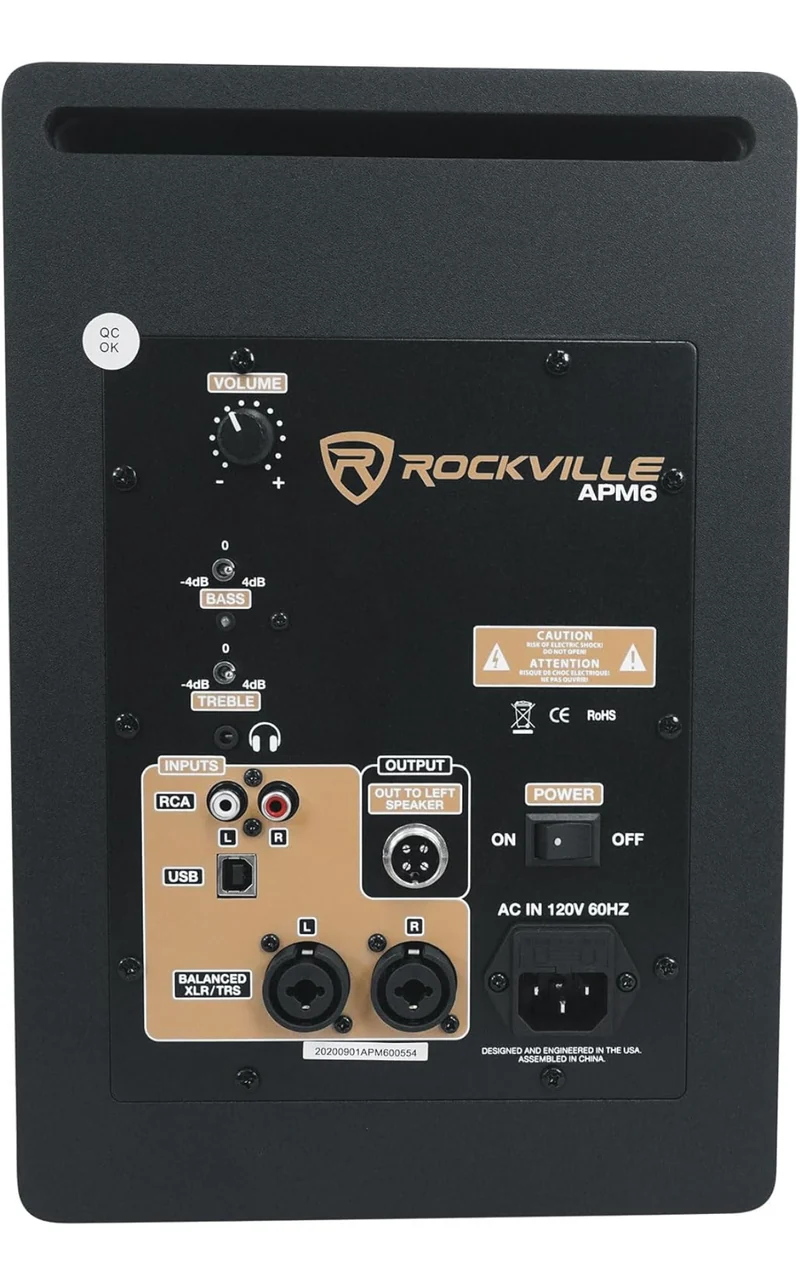 Rockville (2) APM6W 6.5" Powered Studio Monitors+Active 10" Subwoofer+Stands+Pads