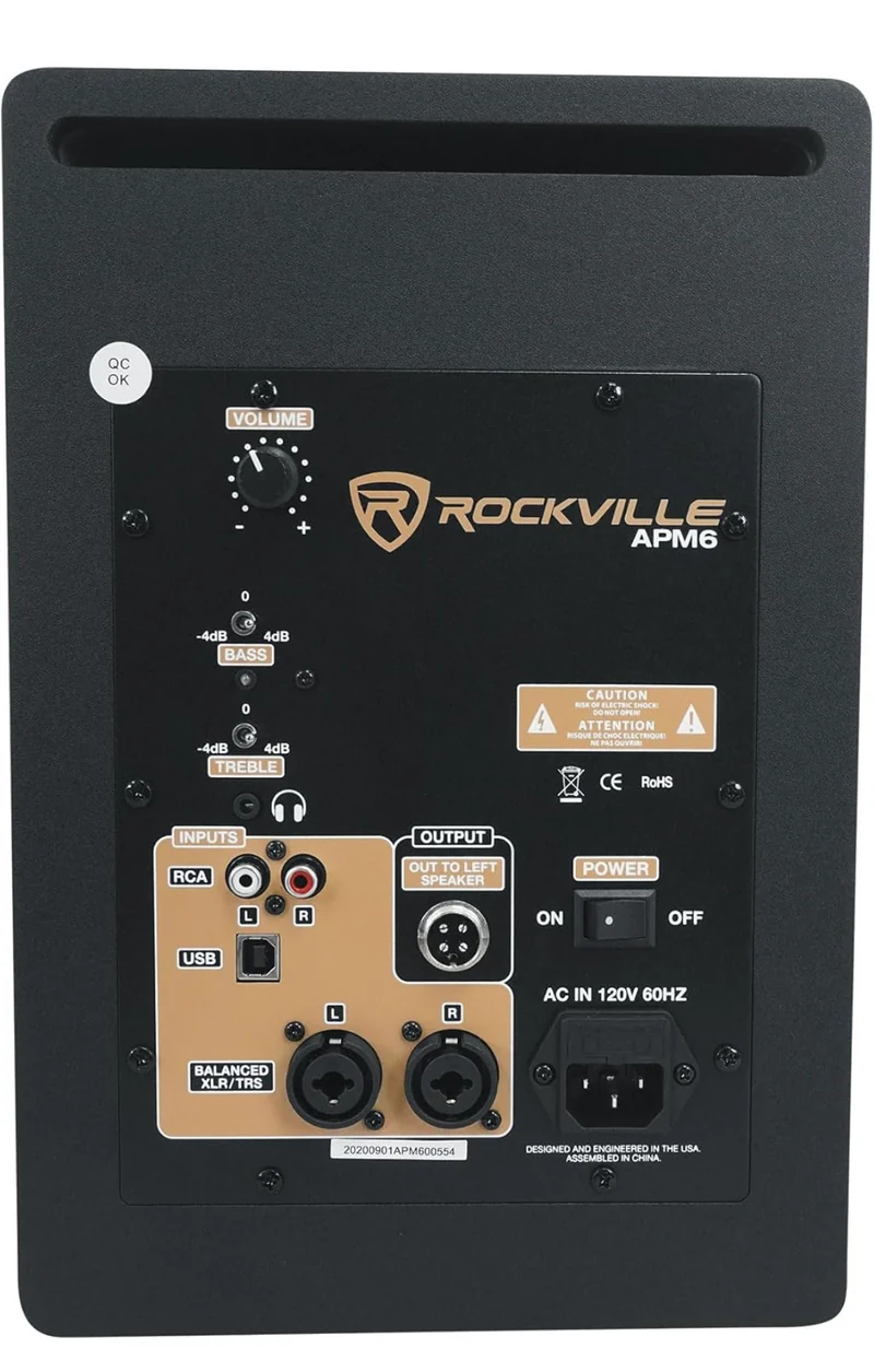 Rockville 2 APM6C 6.5" Powered Studio Monitors+Active 10" Subwoofer+Stands+Pads
