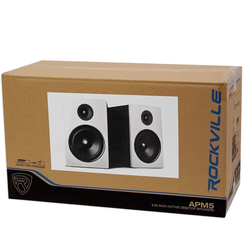 Rockville Pair APM5W 5.25" 2-Way 250W Powered USB Studio Monitors+Stands+Pads