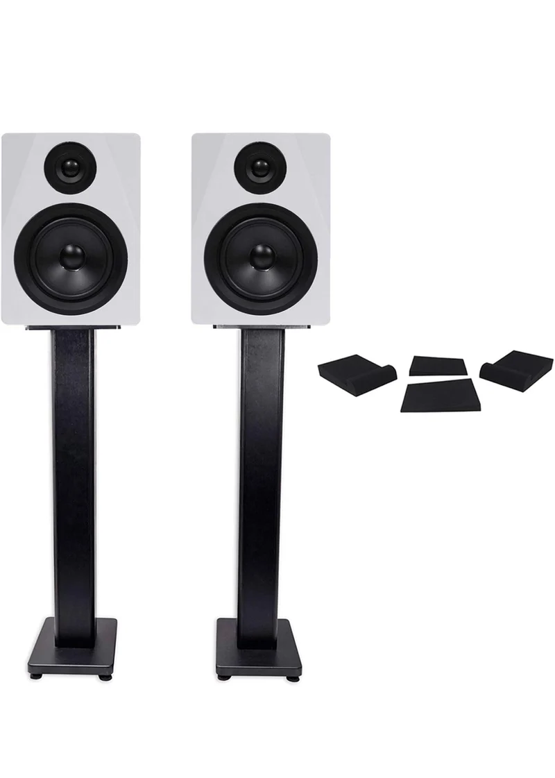 Rockville Pair APM5W 5.25" 2-Way 250W Powered USB Studio Monitors+Stands+Pads