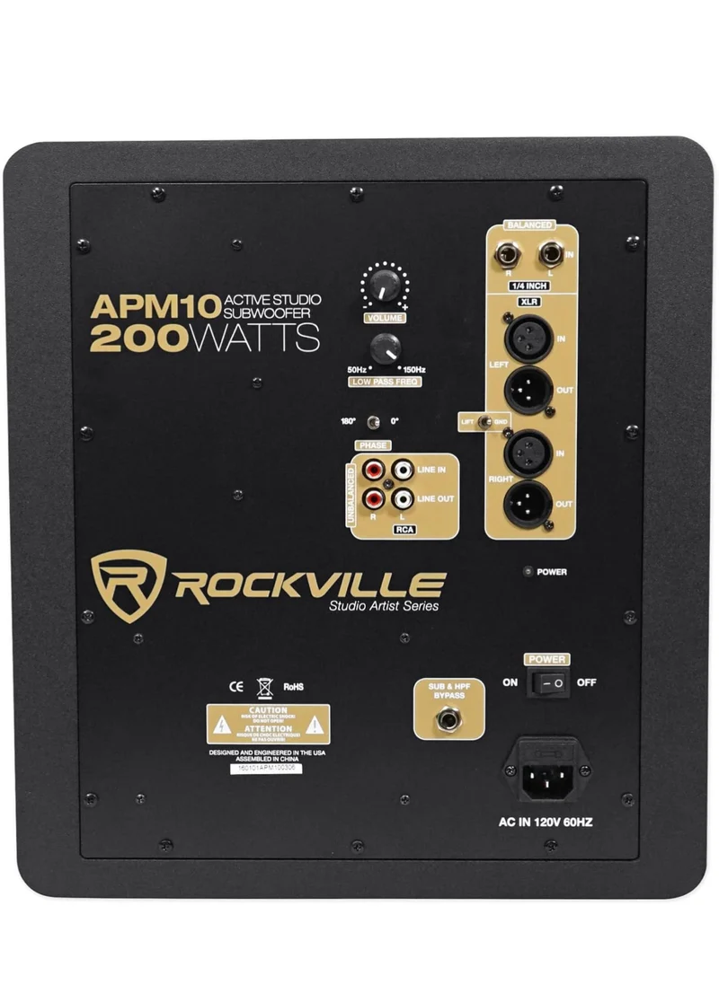 Rockville APM10B 10" 400 Watt Powered Studio Subwoofer Pro Sub + Acoustic Riser