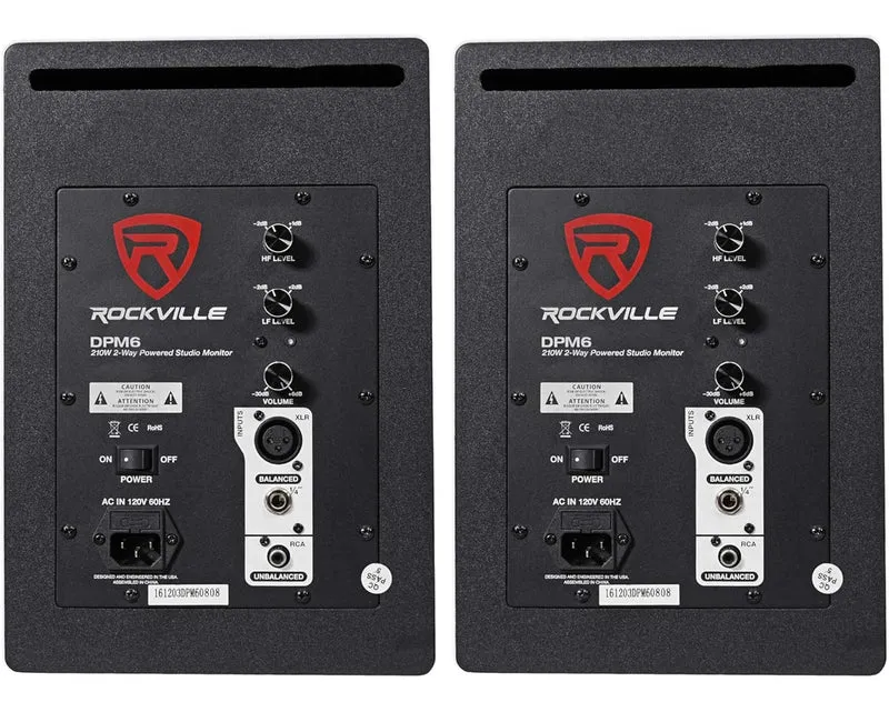 Rockville (2) DPM6W Dual Powered 6.5" 420 Watt Active Studio Monitor Speakers