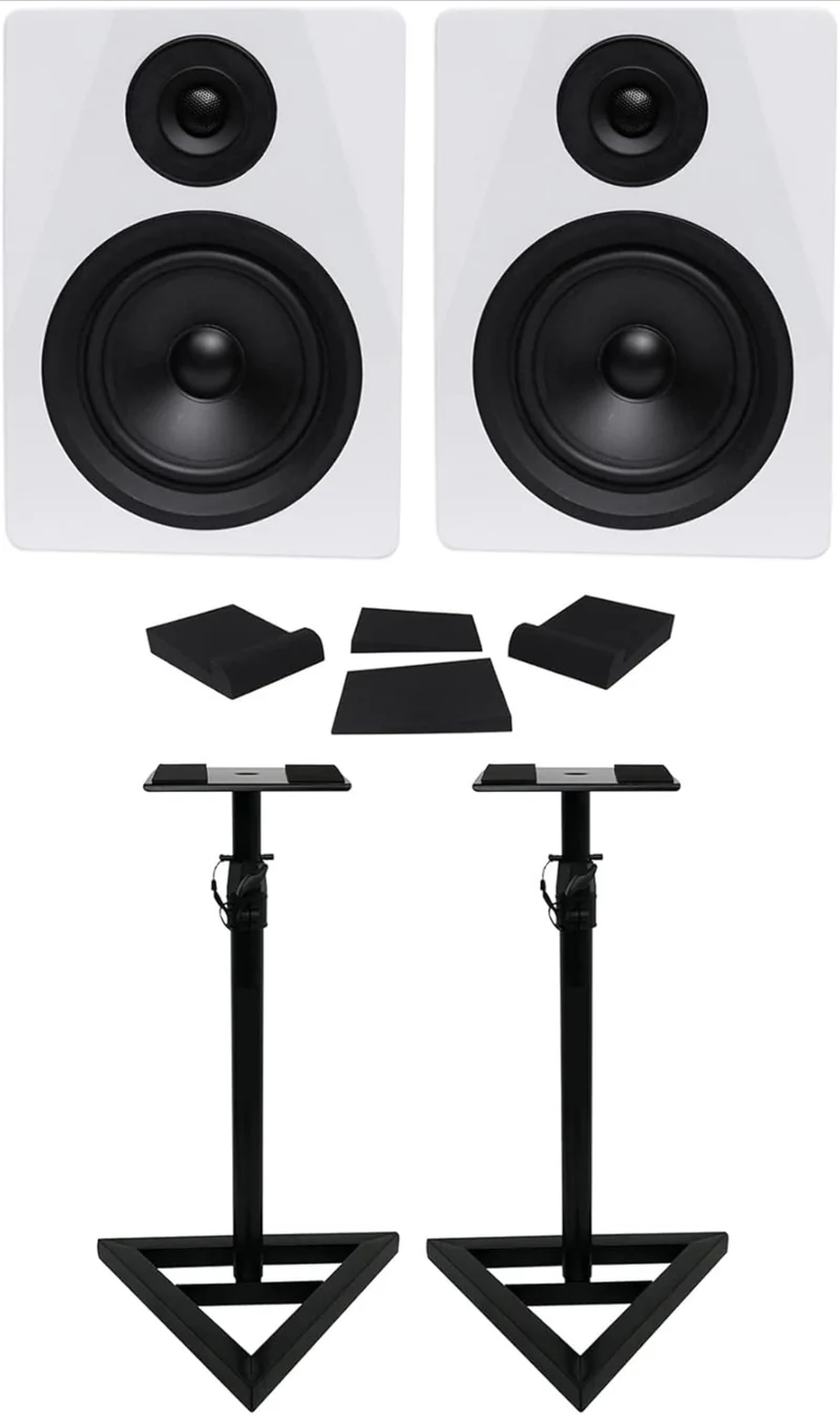 Rockville (2) DPM5W Dual Powered 5.25" 300w Active Studio Monitors+Stands+Pads