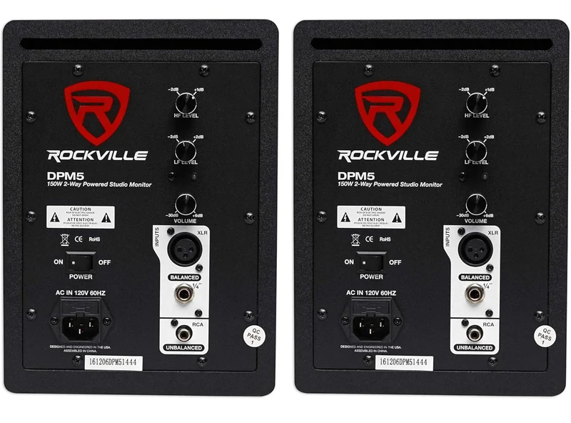 Rockville (2) DPM5W Dual Powered 5.25" 300w Active Studio Monitors+Stands+Pads