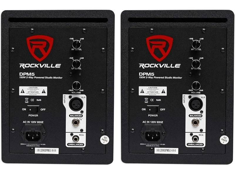 Rockville (2) DPM5W Dual Powered 5.25" 300 Watt Active Studio Monitor Speakers