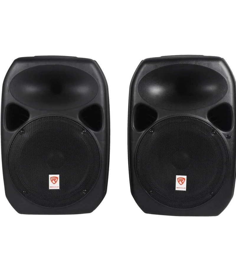 Rockville Power GIG RPG-122K All In One DJ/PA Package (2) 12" DJ/PA Speakers 1000 Watts Peak Power/250 Watts RMS with Built in Bluetooth, USB/SD Player, FM Tuner, Speaker Stands and a Wired Microphone