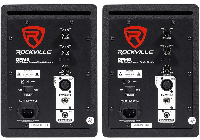 Rockville (2) DPM5C Dual Powered 5.25" 300 Watt Active Studio Monitor Speakers