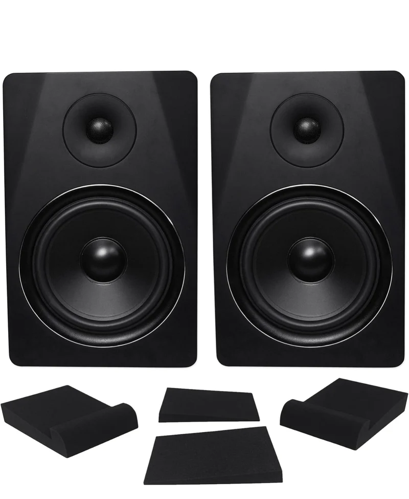 Rockville 2 DPM5B Dual Powered 5.25" 300w Active Recording Studio Monitors+Pads