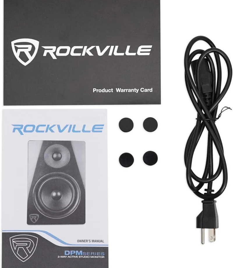 Rockville 2 DPM5B Dual Powered 5.25" 300w Active Recording Studio Monitors+Pads