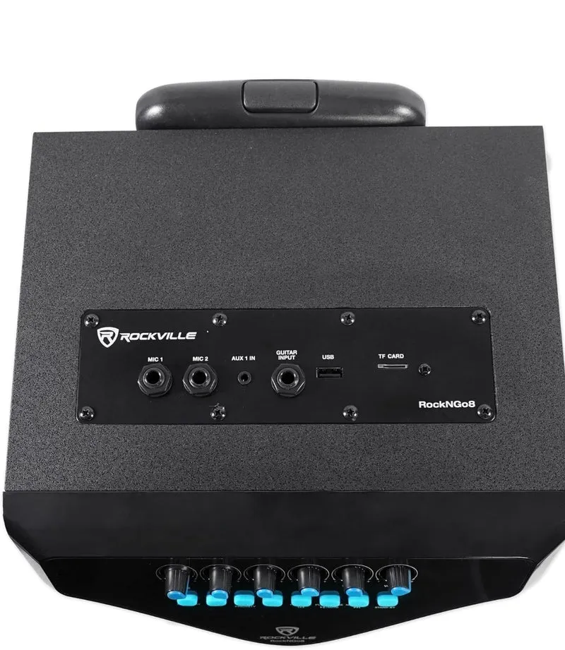 Rockville ROCKnGo 8" Rechargeable PA Speaker w/Bluetooth+Headset+Wireless Mic