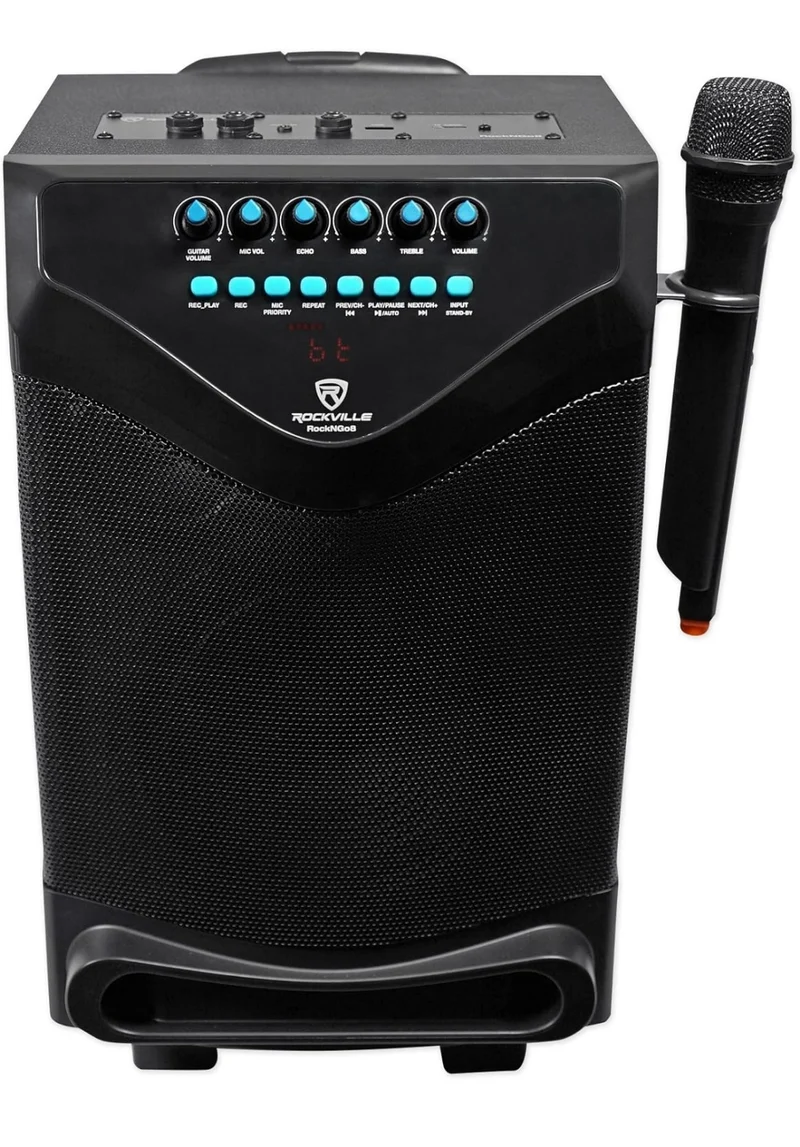 Rockville ROCKnGo 8" Portable Rechargeable Bluetooth PA Speaker+(3) Microphones