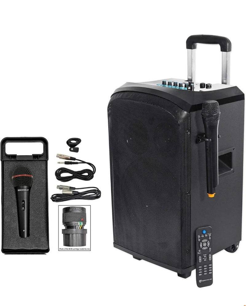 Rockville ROCKnGo 10" Portable Rechargeable Bluetooth PA Speaker+(2) Microphones