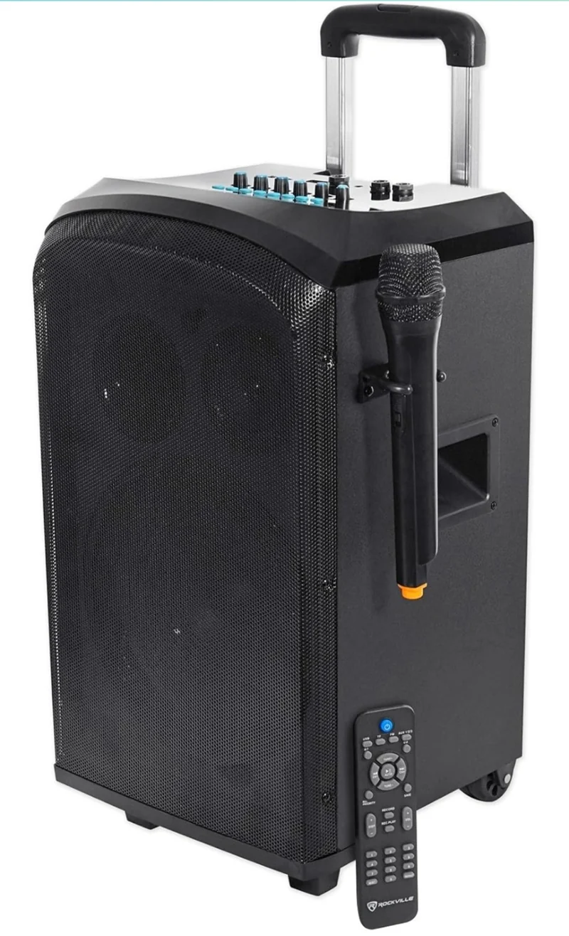 Rockville ROCKnGo 10" Powered Rechargable PA Speaker w Bluetooth + Wireless Mic