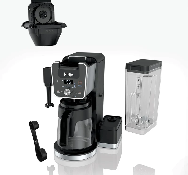 Ninja DualBrew System 14-Cup Coffee Maker, Single-Serve, Pods & Grounds, 4 Brew Styles 70-oz. Water Reservoir & Carafe - Black( CFP451A)