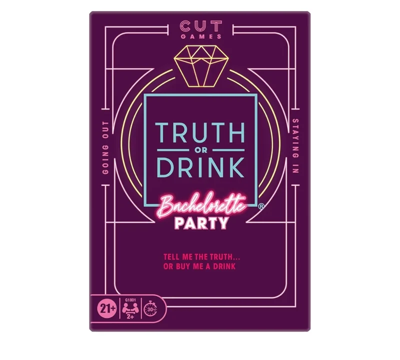 Truth or Drink: Bachelorette Party Edition | Adult Party Game by Cut | 108 Revealing and Hilarious Questions for Girls Nights Out or In | Ages 21+ | 2+ Players | 30 Mins.