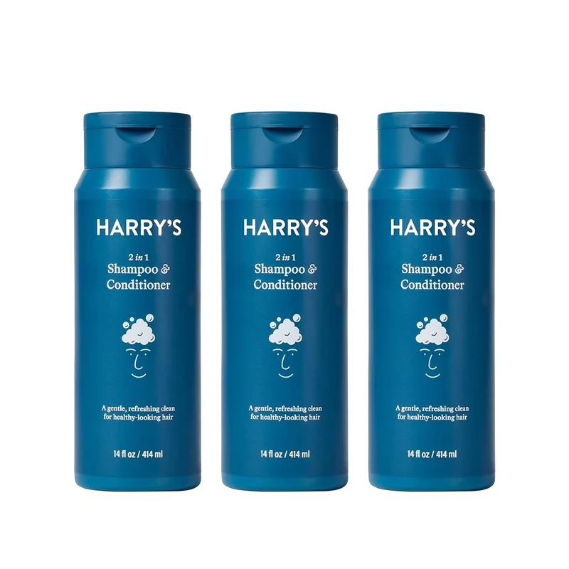 Harry's Men's Shampoo and Conditioner 2 in 1, Gentle & Refreshing For All Hair Types, 14 Fl Oz, 3 Count