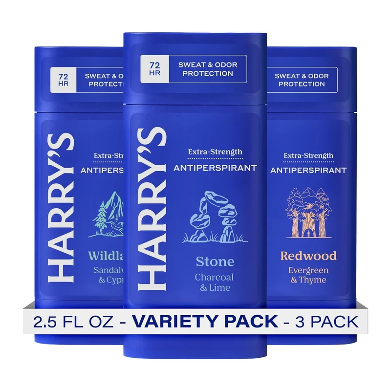 Extra-Strength Antiperspirant Deodorant, Sweat & Odor Control for Men, Variety Pack - Stone, Redwood, Wildlands, 2.5 oz (Pack of 3)