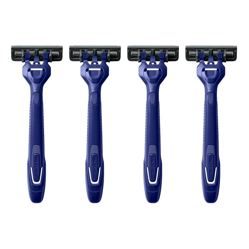 Men's Disposable Razors, 3-Blade Razors with Lubricating Strip and Pivoting Head (4 Count)