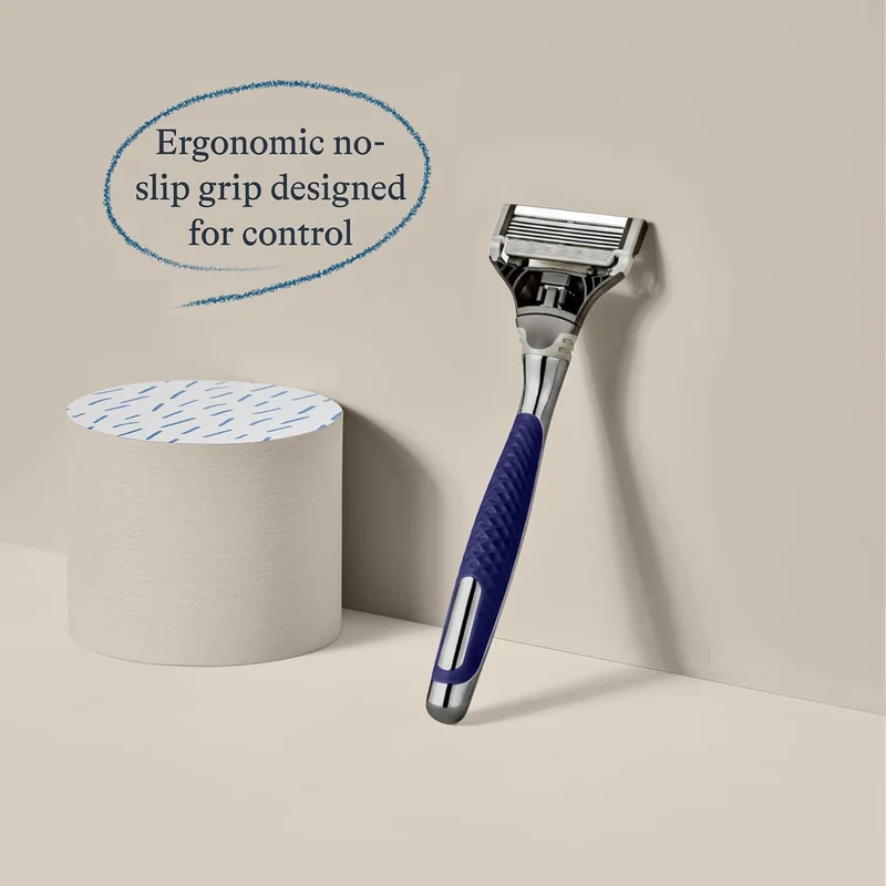Winston Chrome Razor Handle - (German-Engineered Blades with Lubricating Strip and Precision Trimmer)