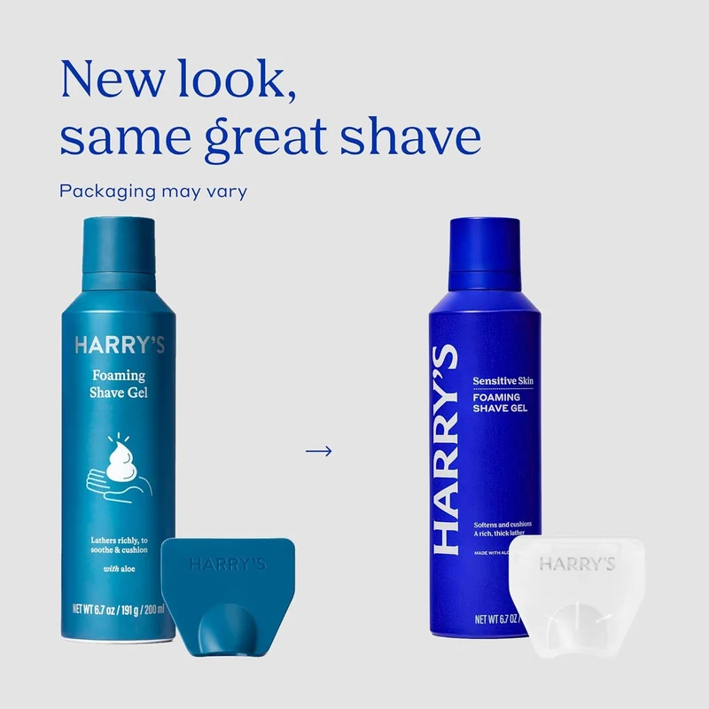 Shaving Kit for Men - Razor Handle, 3 Razor Blade Refills, Foaming Shave Gel, and Travel Blade Cover (Ocean Blue)