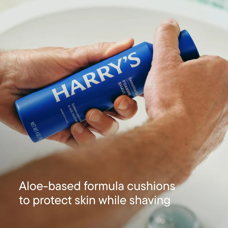 Shaving Kit for Men - Razor Handle, 3 Razor Blade Refills, Foaming Shave Gel, and Travel Blade Cover (Ocean Blue)
