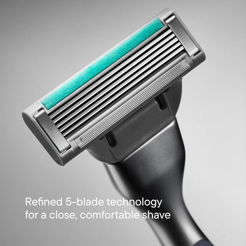 Razor Shaving Kit for Men - Premium Handle and 3 Razor Blade Cartridges - Advanced Pivoting System - Clay