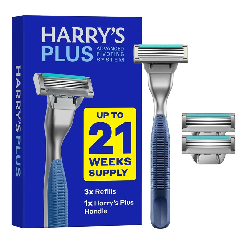 Razor Shaving Kit for Men - Premium Handle and 3 Razor Blade Cartridges - Advanced Pivoting System - Tide