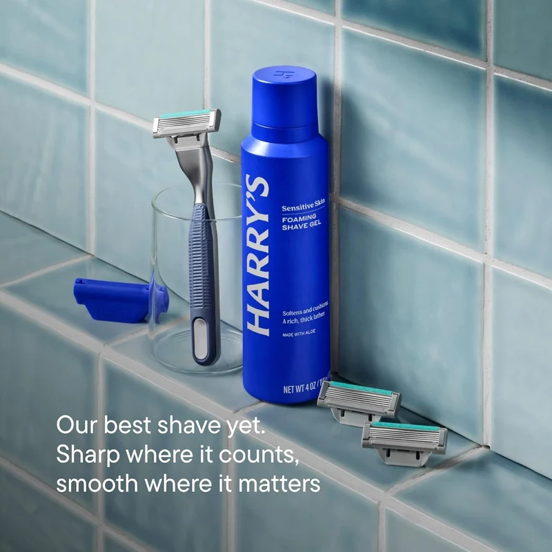 Razor Shaving Kit for Men - Premium Handle and 3 Razor Blade Cartridges - Advanced Pivoting System - Tide