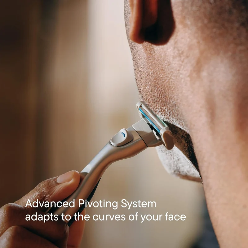 Razor Shaving Kit for Men - Premium Handle and 3 Razor Blade Cartridges - Advanced Pivoting System - Tide
