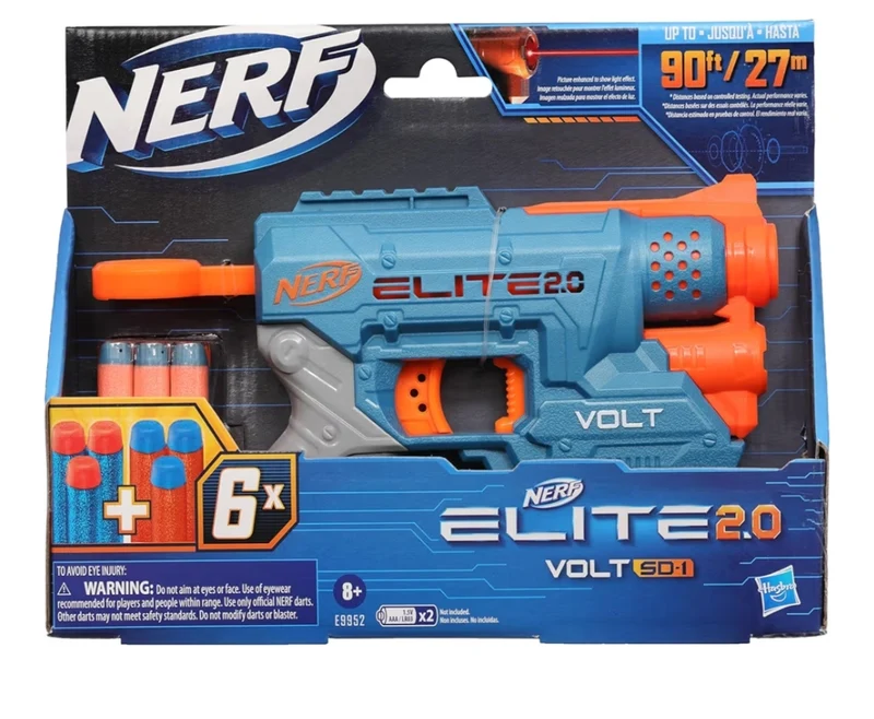 Nerf Elite 2.0 Volt SD-1 Blaster, 6 Official Nerf Darts, 2 Tactical Rails to Customize for Battle for Kids Ages 8 and Up