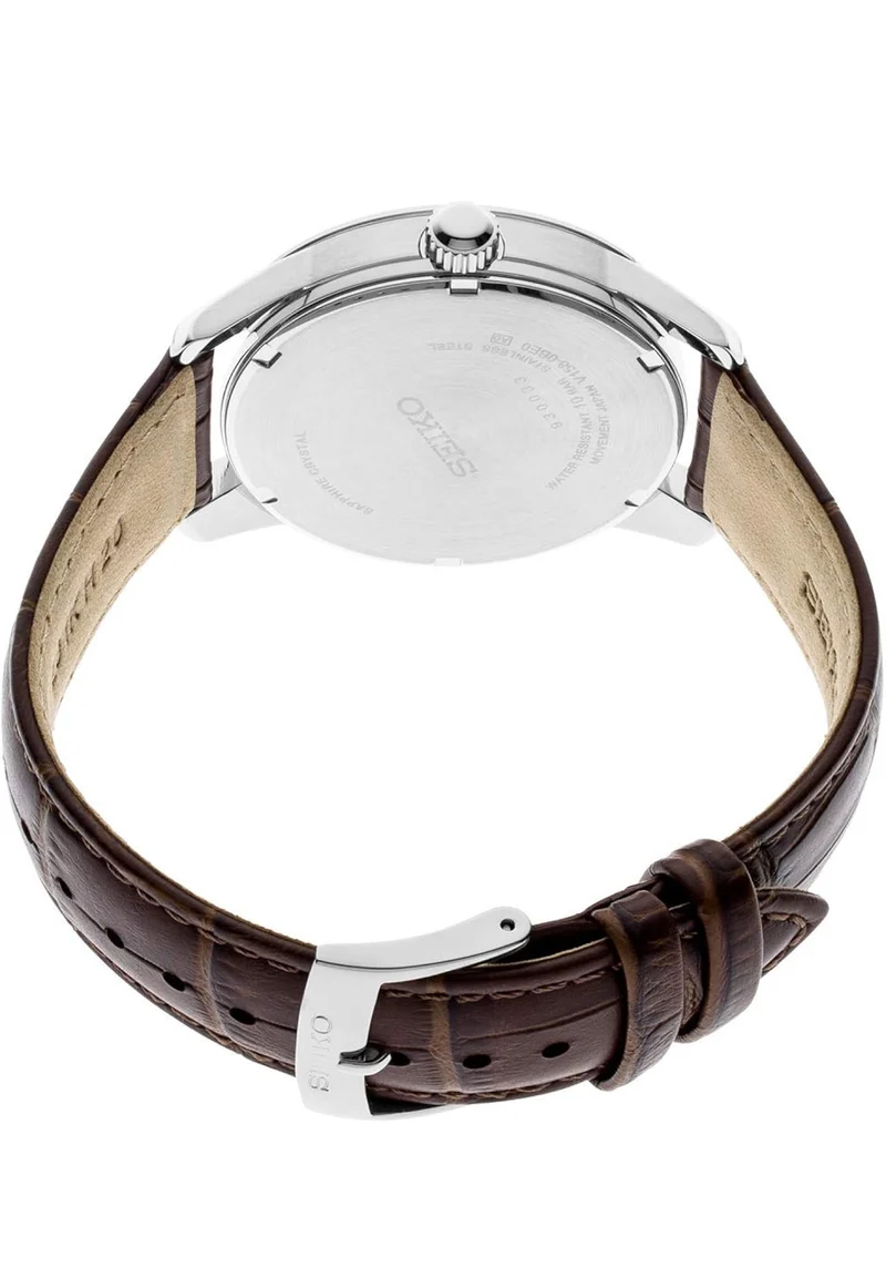 Seiko Watch for Men - Essentials - Date Calendar, Leather Bracelet, 100m Water-Resistant