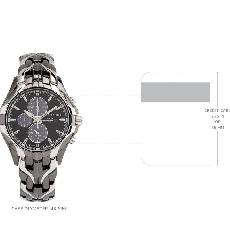 SEIKO Watch for Men - with Solar Chronograph, 6-Month Power Reserve, Date Calendar, and Water-Resistant to 100m