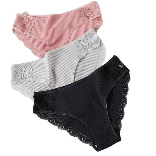 Lot de 3 culottes dentelle en coton