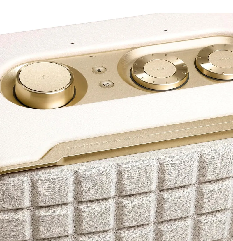 JBL Retro Style Authentics 200 Smart Home Speaker with Built in Wi-Fi, Bluetooth and Voice Assistants - (White/Gold)