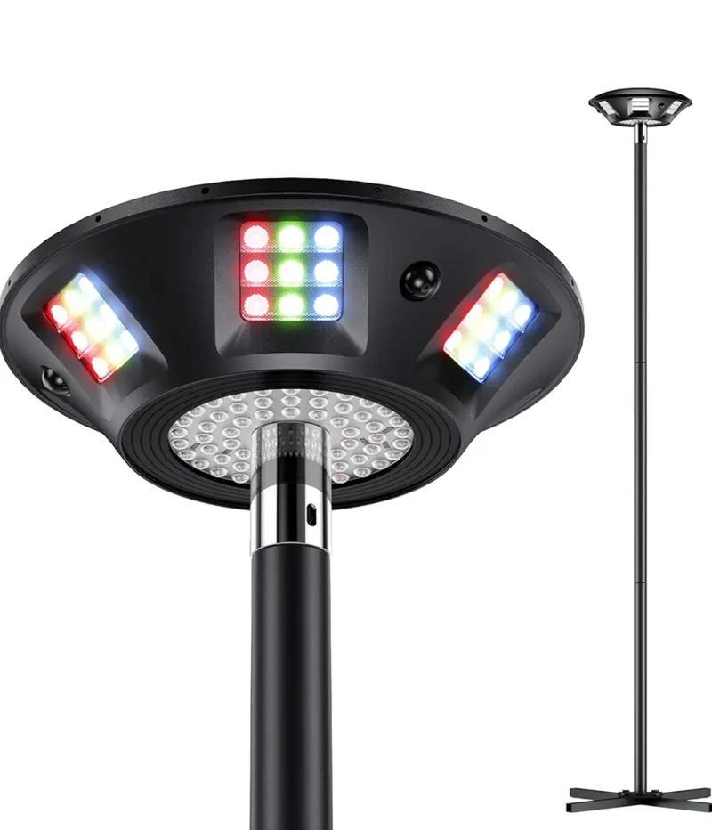 Outdoor Lamp Post Lights, 2000LM High White Brightness w/ 6 Zones RGBIC Lighting Effect for Outdoor Decor, Double Sensor Integrated, IP66 Waterproof, Work with Alexa, Google Assistant